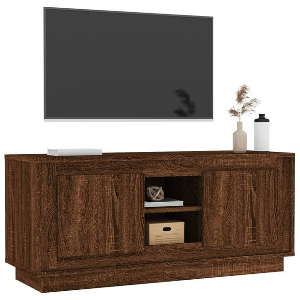 The Living Store TV-meubel - praktisch - 102 x 35 x 45 cm - kleur- bruineiken