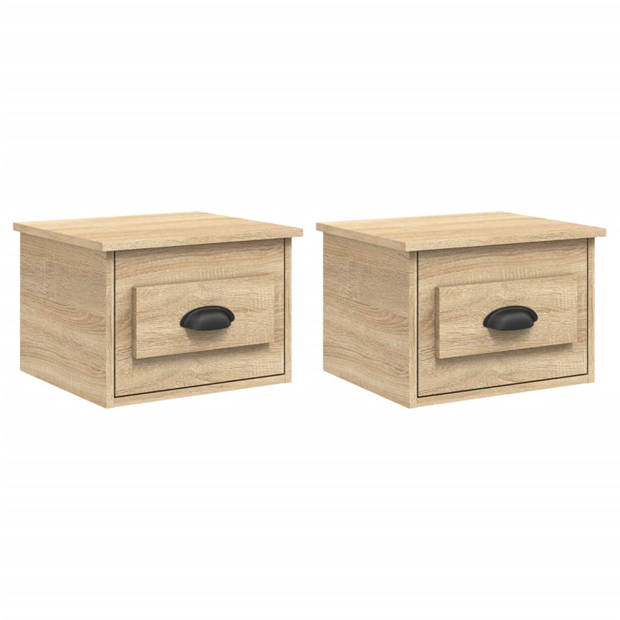 vidaXL Nachtkastjes 2 st wandgemonteerd 41,5x36x28 cm sonoma eiken