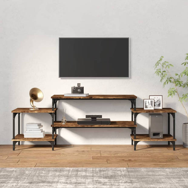 The Living Store TV-meubel - trendy en praktisch - opbergruimte - stevig blad - aanpasbare poten - gerookt eiken -