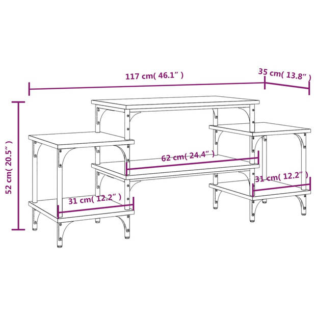 The Living Store TV-meubel zwart 117 x 35 x 52 cm - Duurzaam bewerkt hout - Voldoende opbergruimte