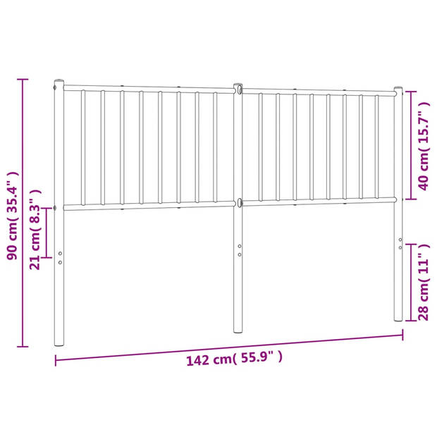 vidaXL Hoofdbord 135 cm metaal wit