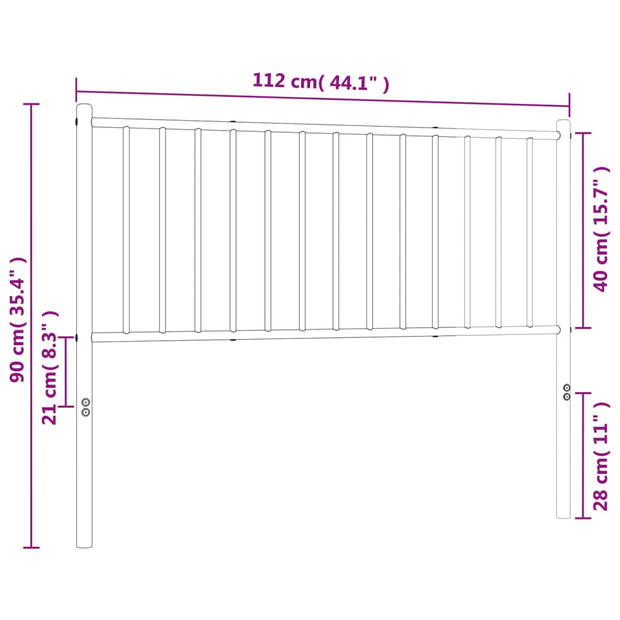 vidaXL Hoofdbord 107 cm metaal wit