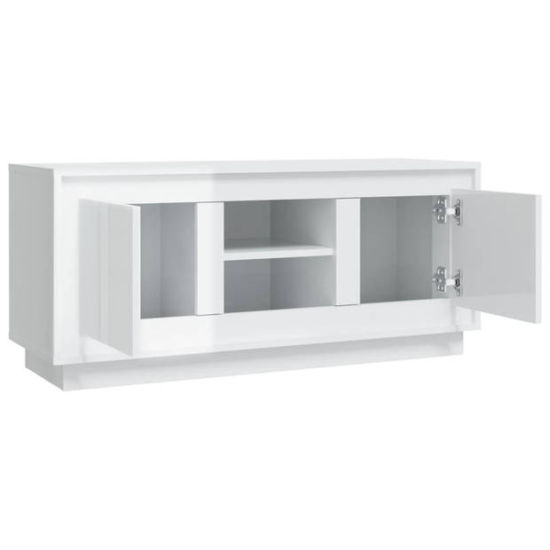 The Living Store - TV-meubel - Hoogglans wit - 102 x 35 x 45 cm - Duurzaam hout