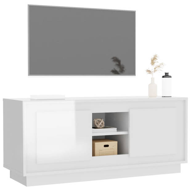 vidaXL Tv-meubel 102x35x45 cm bewerkt hout hoogglans wit