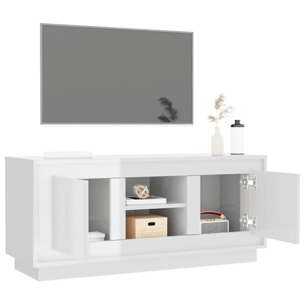 The Living Store - TV-meubel - Hoogglans wit - 102 x 35 x 45 cm - Duurzaam hout