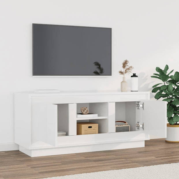The Living Store - TV-meubel - Hoogglans wit - 102 x 35 x 45 cm - Duurzaam hout