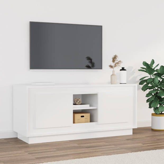 The Living Store - TV-meubel - Hoogglans wit - 102 x 35 x 45 cm - Duurzaam hout