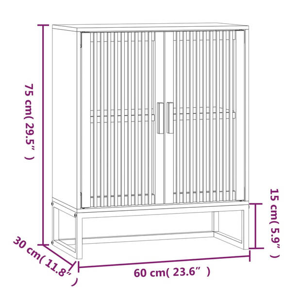 The Living Store Dressoir - Classic - Hout - 60 x 30 x 75 cm - Opbergruimte - Houten deur - IJzeren poot