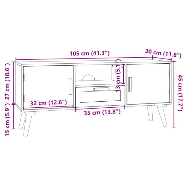 vidaXL Tv-meubel met deuren 105x30x45 cm bewerkt hout