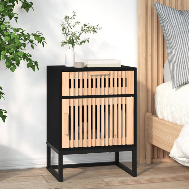 vidaXL Nachtkastjes 2 st 40x30x55,5 cm bewerkt hout en ijzer zwart