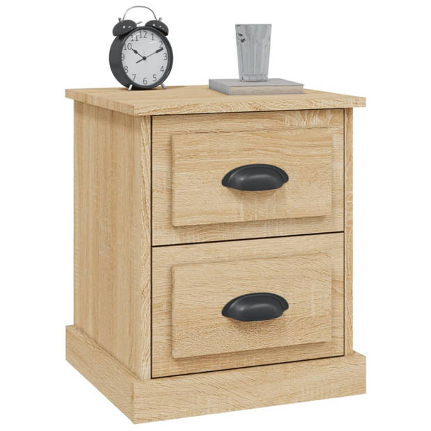 vidaXL Nachtkastjes 2 st 39x39x47,5 cm bewerkt hout sonoma eikenkleur