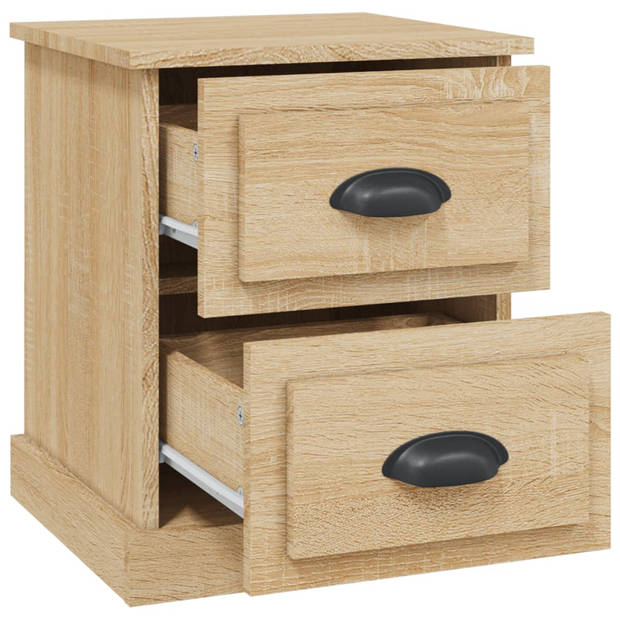 vidaXL Nachtkastjes 2 st 39x39x47,5 cm bewerkt hout sonoma eikenkleur