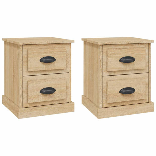 vidaXL Nachtkastjes 2 st 39x39x47,5 cm bewerkt hout sonoma eikenkleur