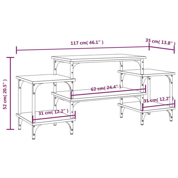 The Living Store Tv-meubel - Sonoma eiken - 117 x 35 x 52 cm - Duurzaam hout en staal