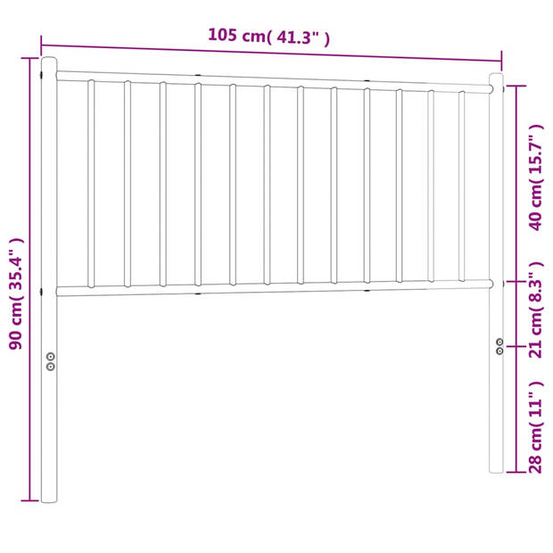 vidaXL Hoofdbord metaal wit 100 cm