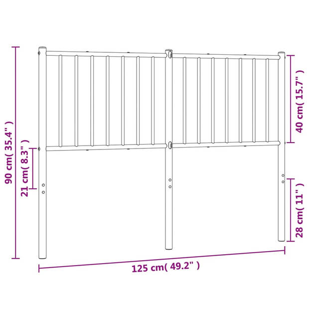 vidaXL Hoofdbord metaal wit 120 cm