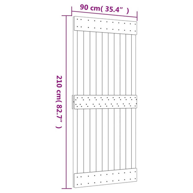 The Living Store Massief Grenenhouten Schuifdeur - 90 x 3.6 x 210 cm - Ruimtebesparend