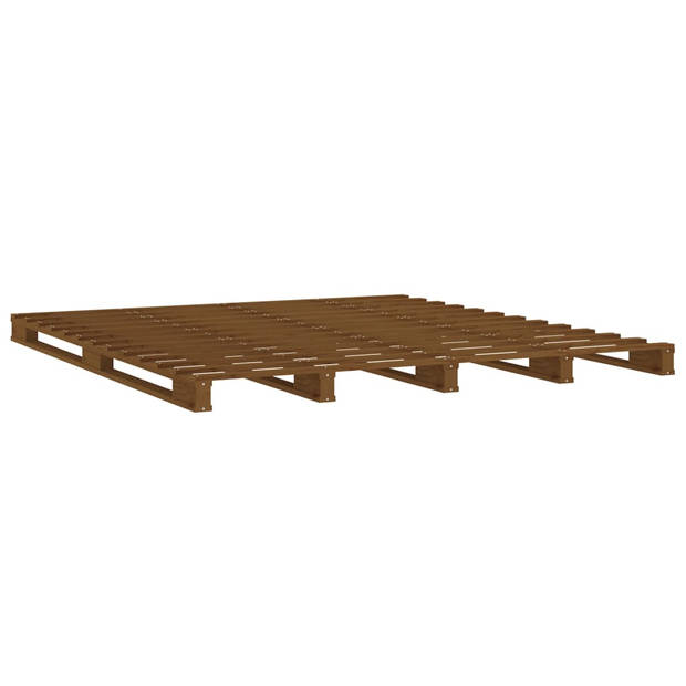 vidaXL Palletbed massief grenenhout honingbruin 140x190 cm