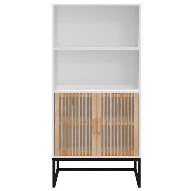 The Living Store Hoge Kast - Wit - 60 x 35 x 125 cm - Duurzaam Hout - Stabiele IJzeren Poten