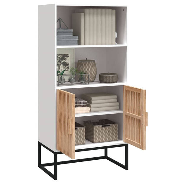 The Living Store Hoge Kast - Wit - 60 x 35 x 125 cm - Duurzaam Hout - Stabiele IJzeren Poten