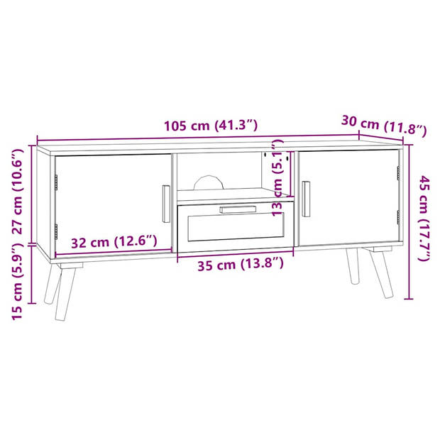 vidaXL Tv-meubel met deuren 105x30x45 cm bewerkt hout