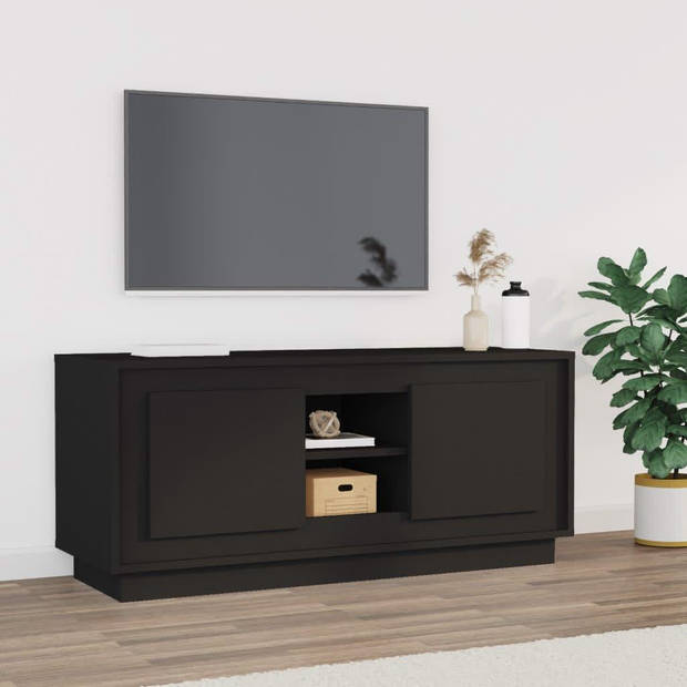 The Living Store Tv-meubel - zwart - 102 x 35 x 45 cm - trendy en praktisch