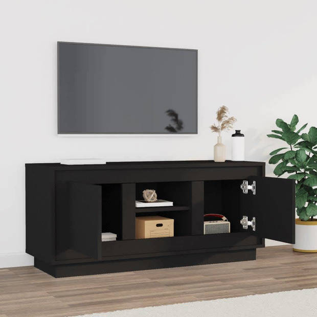 The Living Store Tv-meubel - zwart - 102 x 35 x 45 cm - trendy en praktisch