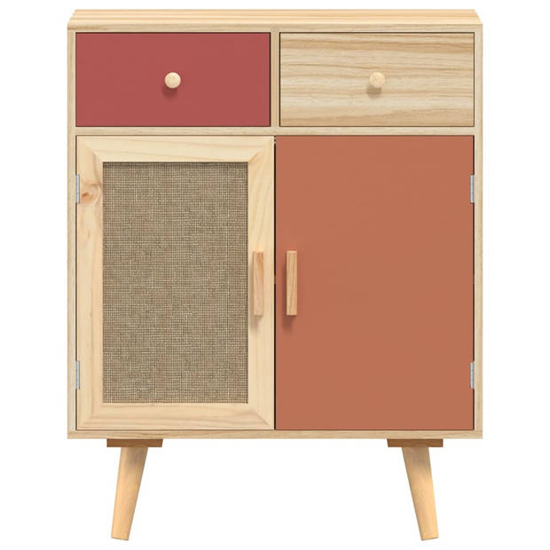 The Living Store Dressoir - Classic - Bijzetkast - 60x30x75.5 cm - Lichthout - rood en oranje - Bewerkt hout en