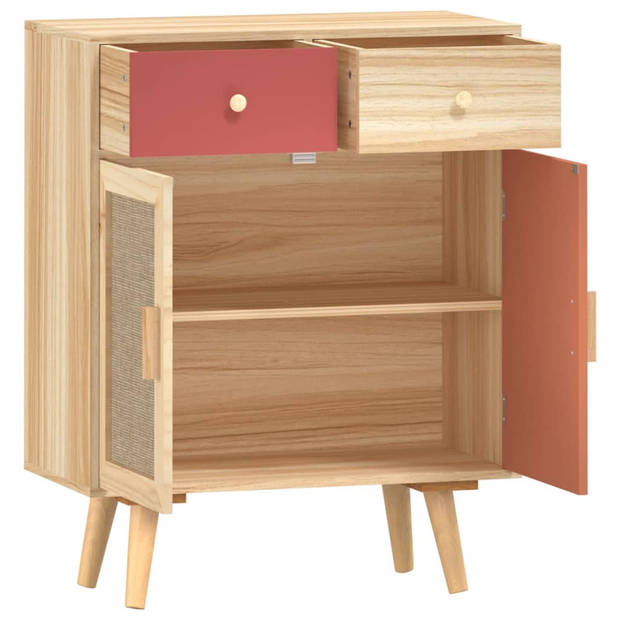 The Living Store Dressoir - Classic - Bijzetkast - 60x30x75.5 cm - Lichthout - rood en oranje - Bewerkt hout en