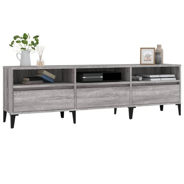 The Living Store Tv-kast Industrial - Grijs Sonoma Eiken - 150 x 30 x 44.5 cm - Opbergruimte