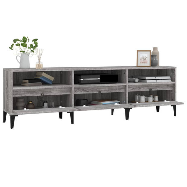 The Living Store Tv-kast Industrial - Grijs Sonoma Eiken - 150 x 30 x 44.5 cm - Opbergruimte