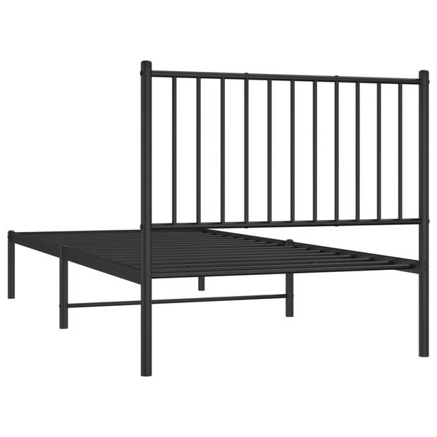 vidaXL Bedframe met hoofdbord metaal zwart 90x200 cm