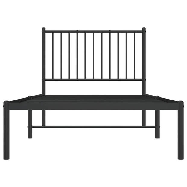 vidaXL Bedframe met hoofdbord metaal zwart 90x200 cm