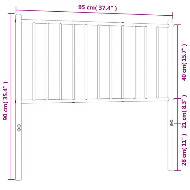 vidaXL Hoofdbord 90 cm metaal wit