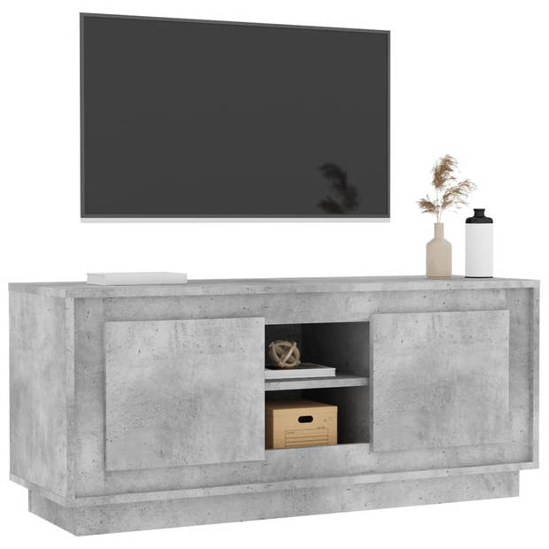 The Living Store TV Meubel - Betongrijs - 102 x 35 x 45 cm - Duurzaam materiaal - voldoende opbergruimte en praktische