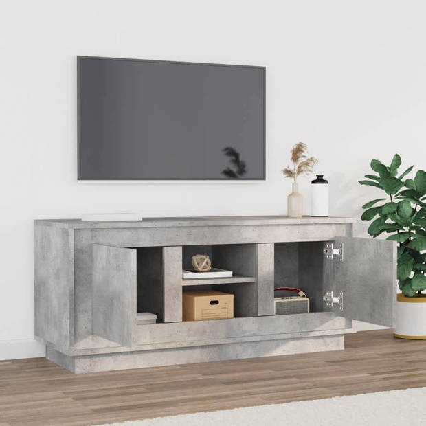 The Living Store TV Meubel - Betongrijs - 102 x 35 x 45 cm - Duurzaam materiaal - voldoende opbergruimte en praktische