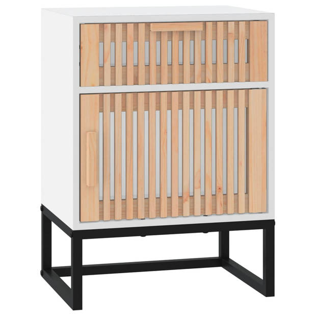 vidaXL Nachtkastjes 2 st 40x30x55,5 cm bewerkt hout en ijzer wit