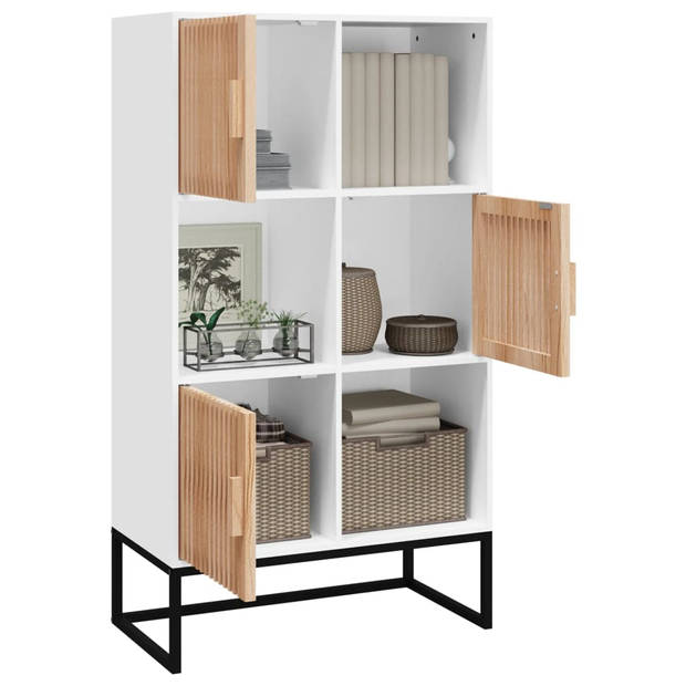 The Living Store Hoge kast - 70 x 35 x 125 cm - wit - bewerkt hout - grenenhout en ijzer