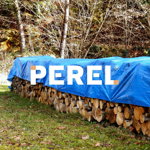 Perel Dekzeil - Blauw/Kaki - Sterk - 12 x 15 m