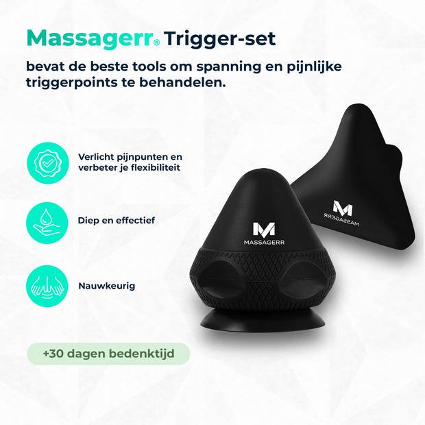 Massagerr® Triggerset - Triggerpoint Massage Set – Massage Roller - Verlicht Spierpijn en Spanningen - Incl. Zuignap