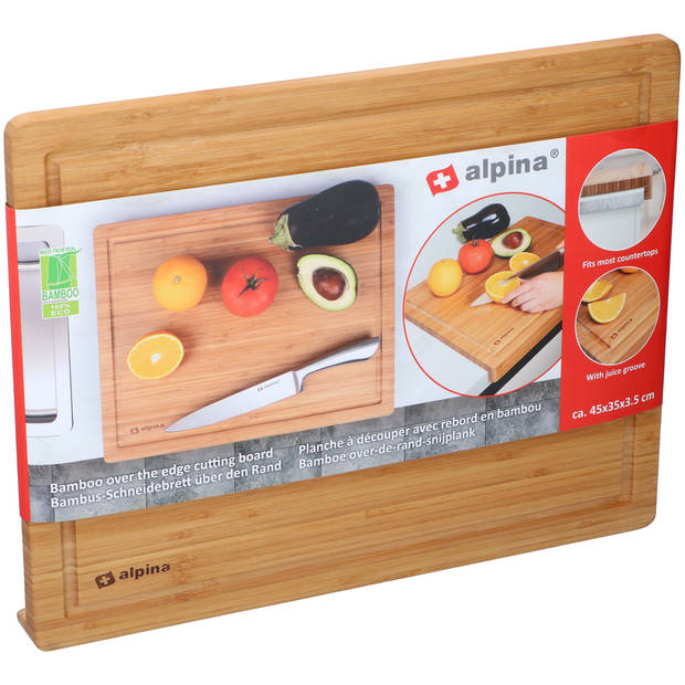 alpina Snijplank over Aanrecht - met Sapgroef - 45 x 35 x 3,5 CM - Bamboe