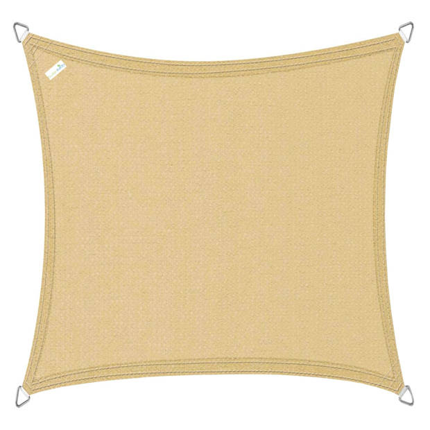 Buitenkado schaduwdoek vierkant 3x3 m - HDPE/RVS - zand beige - incl. bevestigingsset