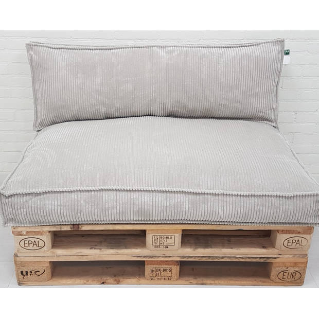 2L Home & Garden Palletkussen Ribcord Deluxe Zandkleurig - 120x80cm