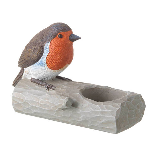 Theelichthouder Vogel - Roodborstje - Robin - 14 x 7.5 x 10 cm