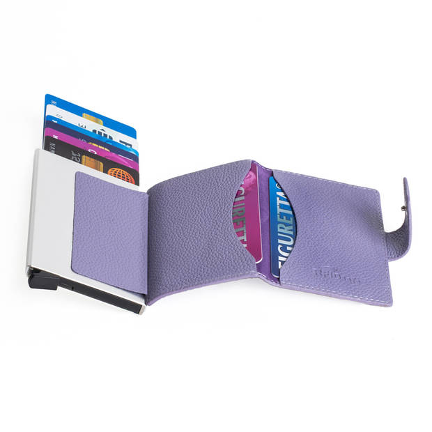 Figuretta Leren Cardprotector RFID Compact Creditcardhouder - Dames en Heren - Paars