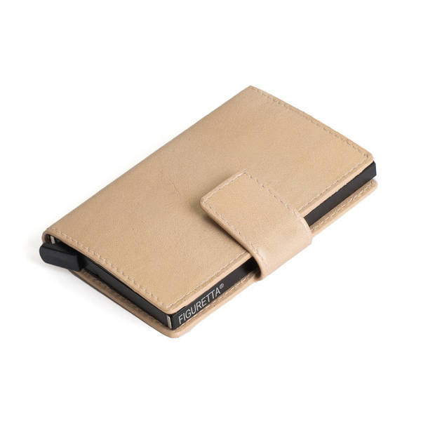 Figuretta Leren Cardprotector RFID Compact Creditcardhouder - Dames en Heren - Metallic Goud