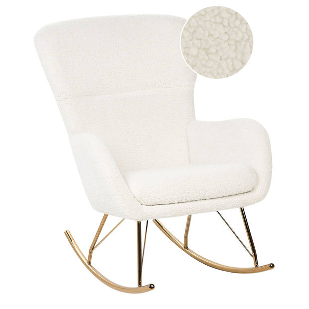 Beliani ANASET - Schommelfauteuil-Wit-Bouclé