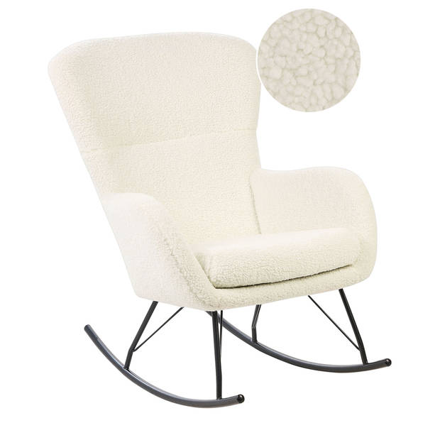 Beliani ANASET - Schommelfauteuil-Wit-Bouclé