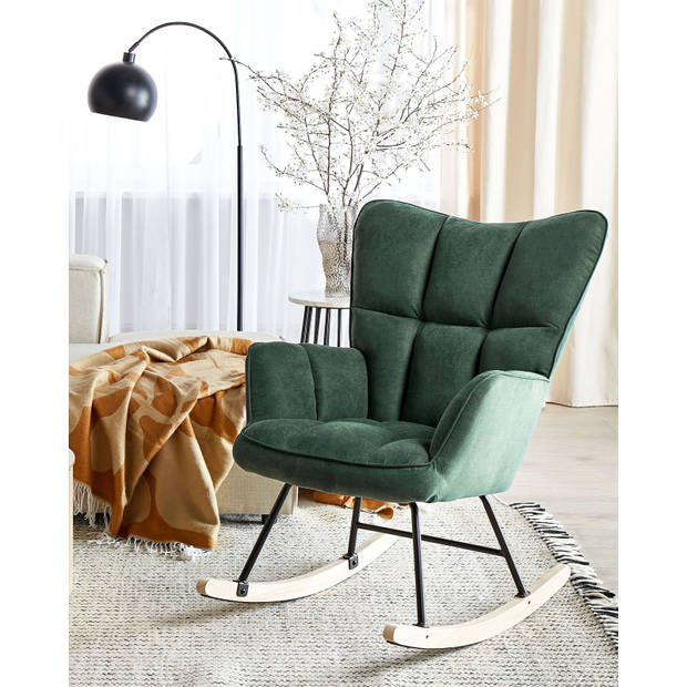 Beliani OULU - Schommelfauteuil-Groen-Polyester