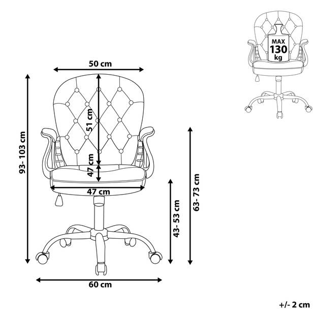 Beliani PRINCESS - Bureaustoel-Roze-Fluweel